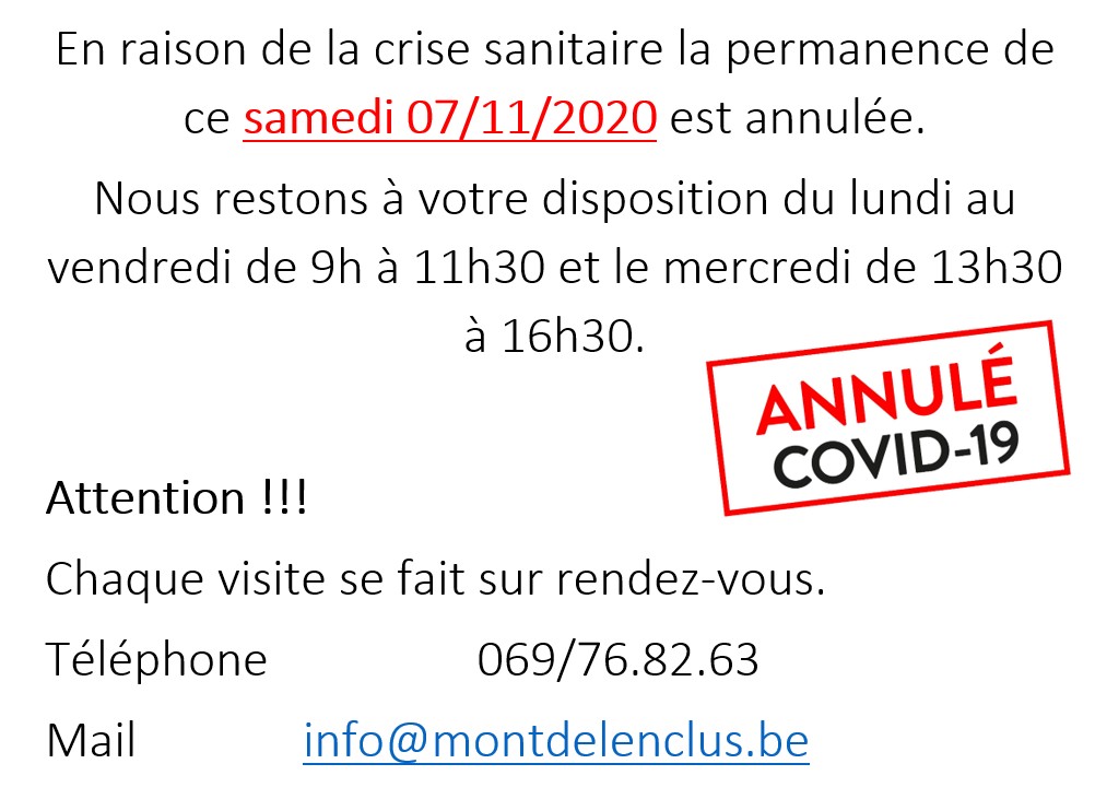 Annulation covid permanence 7 novembre